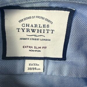 Charles Tyrwhitt Light Blue Extra Slim Fit Dress Shirt Label View
